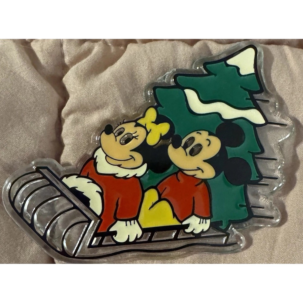 VTG Walt Disney Monogram Production Mickey Minnie Mouse Sled Christmas Ornament